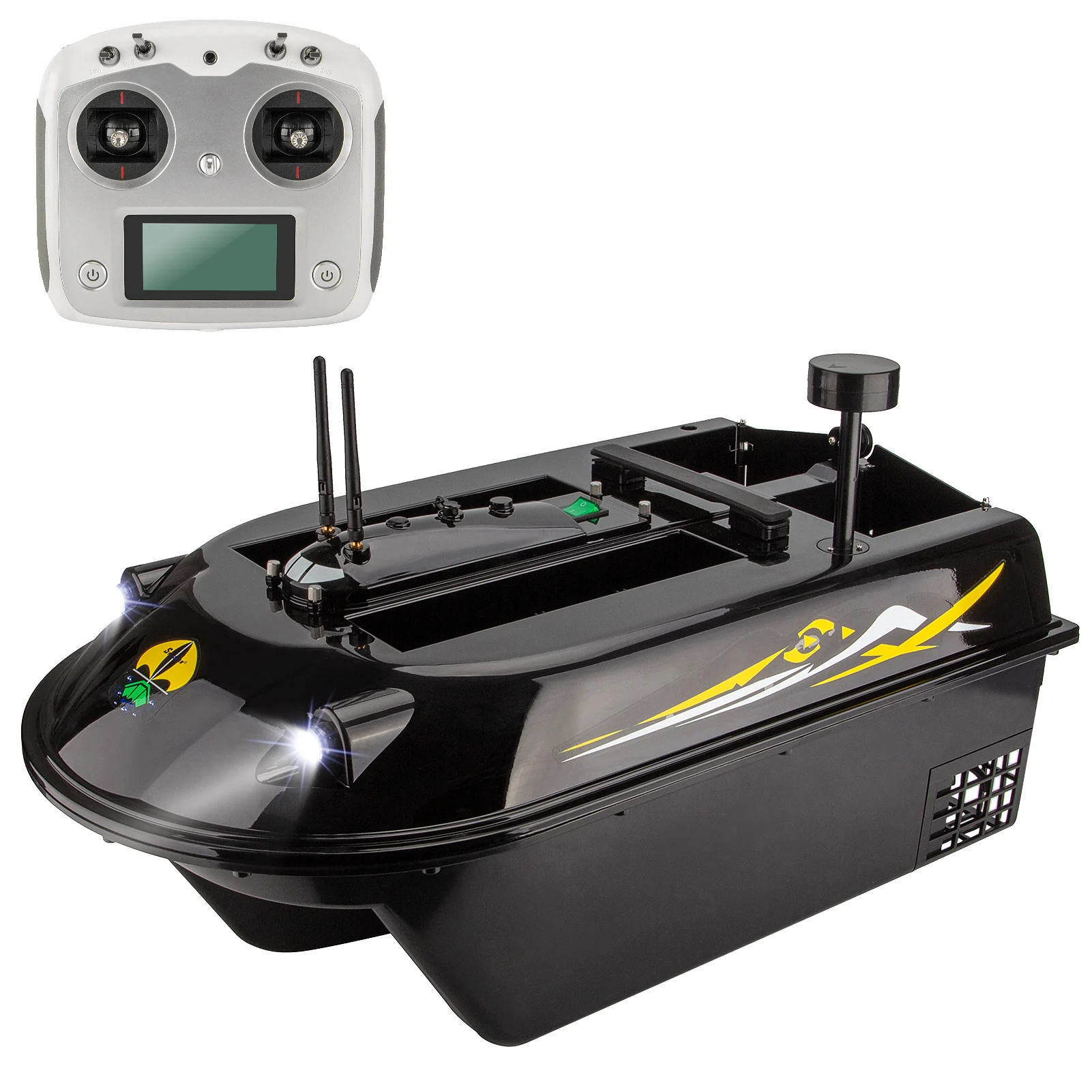 GPS RC Fishing Bait Boat 8kg Load 600M Wireless Remote Control with Fish  Finder 36W 12V 6.8A Bait Boats LCD Screen Displays