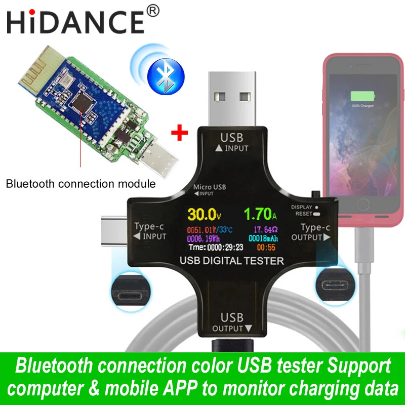 USB тестер беспроводной Bluetooth Вольтметр постоянного тока напряжение устройство