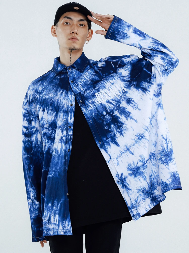 OSCN7 Casual Printed Long Sleeve Shirt Men High High Streetwear Fall Women Shirt Retro Shirts Harujuku Mens Shirt 812