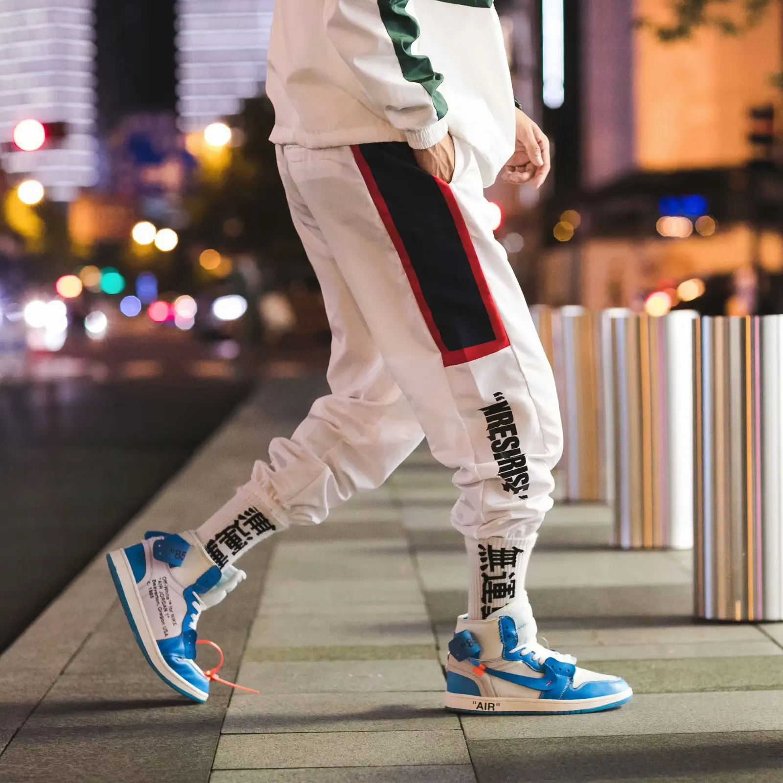 Человек фитнес уличная JoggersHip хоп боковые штаны в полоску мужской Harajuku повседневные спортивные брюки длиной до щиколотки - Цвет: SE
