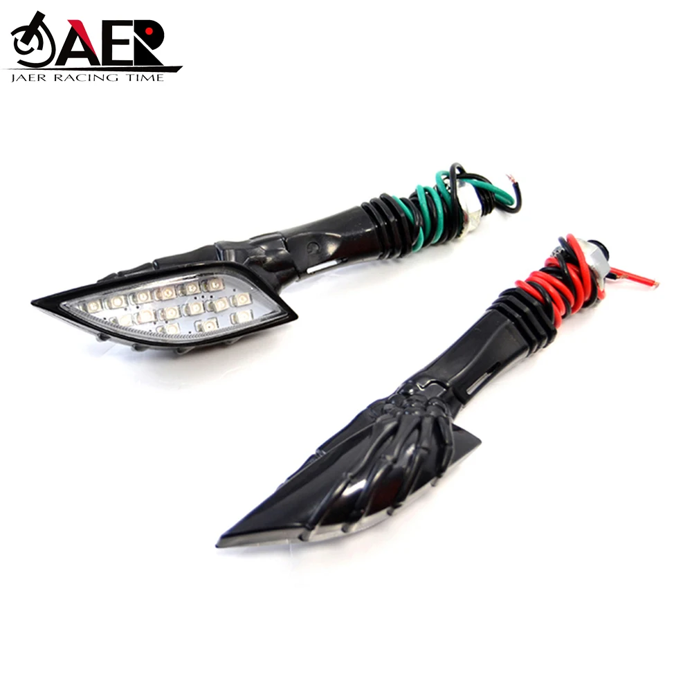 

JAER 2x Motorcycle Skull Hand LED Turn Signals Amber Indicator Cruisers Chopper Blinker Light for Honda Yamaha Suzuki Kawasaki