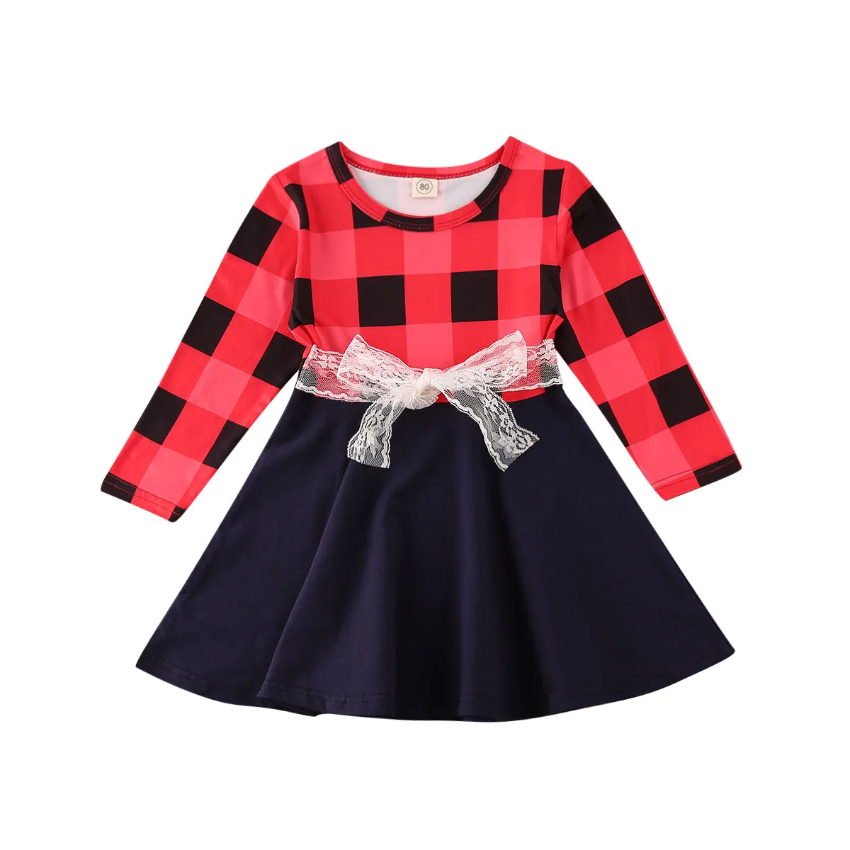 От 0 до 5 лет; рождественские платья для малышей; новая осенняя одежда для маленьких девочек; платье принцессы трапециевидной формы в красную клетку с длинными рукавами; одежда для малышей