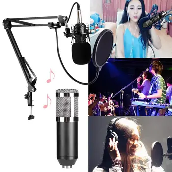 

BM800 Dynamic Condenser Microphone Sound Studio Audio Recording Mic with Shock Mount for Broadcasting KTV Singing