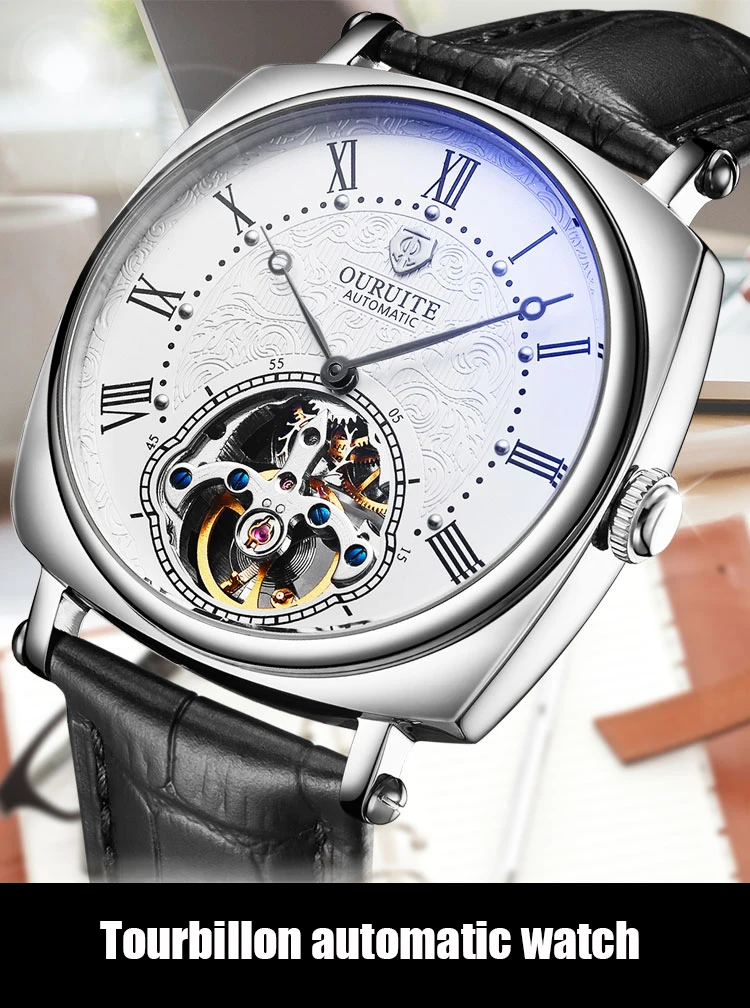 Мужские часы Топ люксовый бренд Tourbillon автоматические механические часы мужские из нержавеющей стали 5 бар водонепроницаемые дизайнерские часы модные