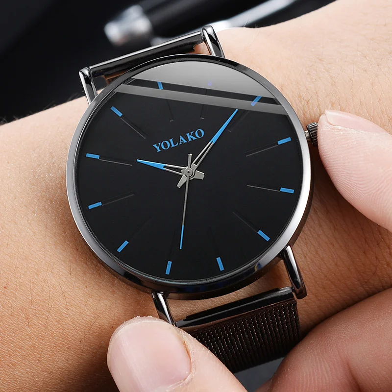 

Relogio Masculino Men's Minimalist Ultra Thin Stainless Steel Mesh Belt Watch Luxury Business Quartz Wristwatches Gift Clock