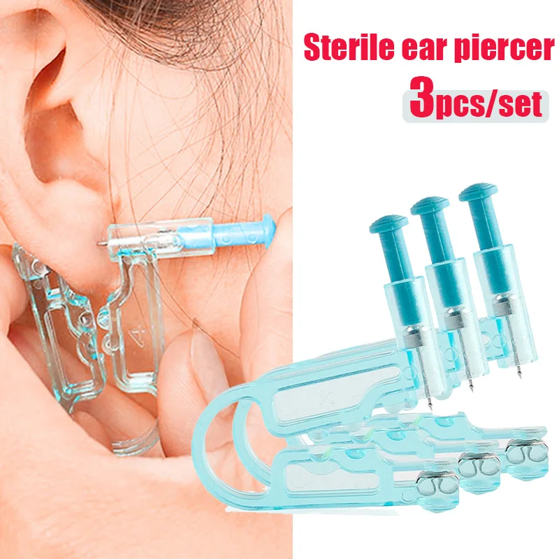Kit Perçage D'oreilles 6 Pistolets Jetables + 3 Paires De Boucles - Stérile, Sans Douleur, Sécurisé