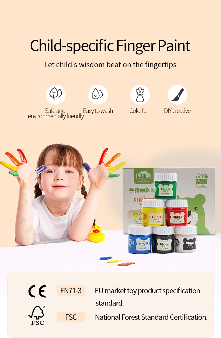 Barbie Bear Creative Finger Pigment 35ML Painting Set 6 Colors Pigment DIY Graffiti Paint Safe Non-toxic Mild Delicate Supplies