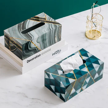 

Nordic Style Marbled Tissue Box Acrylic Table Napkin Box Office Desk Living Room Bedroom Modern Home Decoration Tissue Box