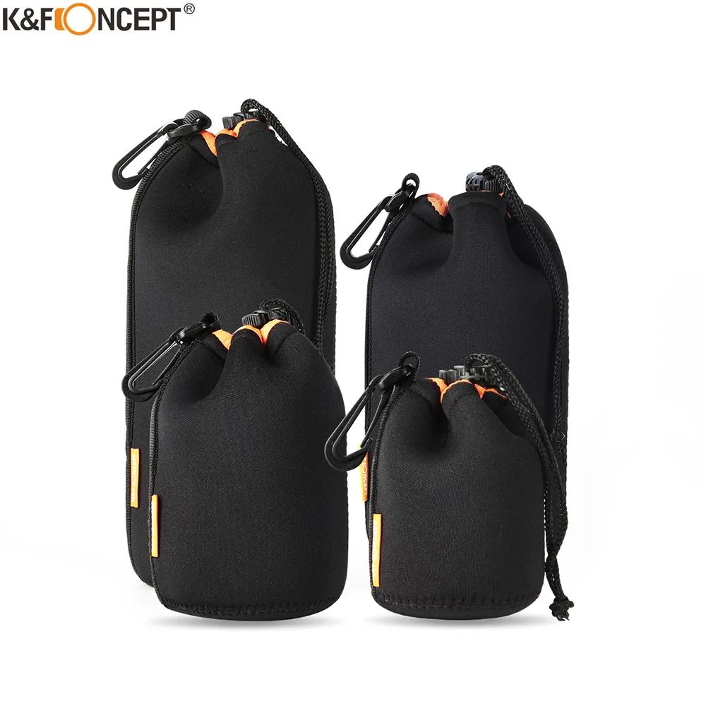 K & F Concept чехол для объектива 4 шт. черный мягкая защитная пленка Неопреновые Чехлы объективов Cannon Nikon Sony|Сумки