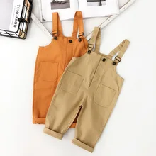 WLG/комбинезоны для мальчиков и девочек; осенний однотонный повседневный комбинезон желтого цвета и цвета хаки; универсальная детская одежда