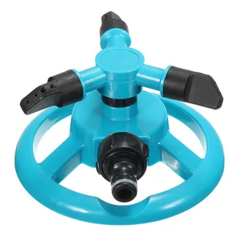 

Blue Garden Sprinklers Water Durable Rotary Three Arm Water Sprinkler 360 Degree Automatic Rotating Water Sprinkler System