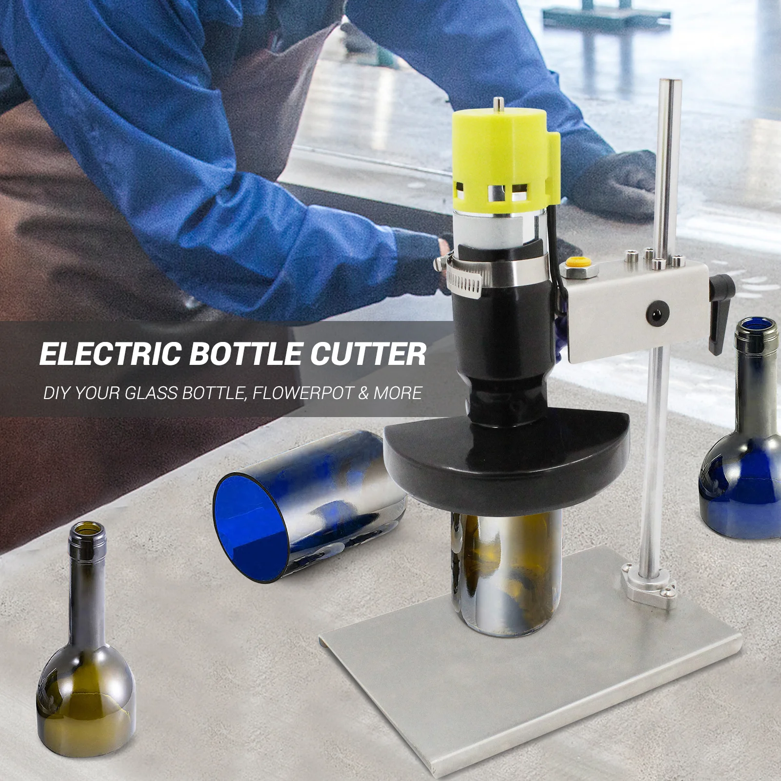 Cortador eléctrico de botellas de vidrio, máquina de corte con 7  velocidades variables para maceta DIY, botella de vidrio redonda ovalada -  AliExpress Herramientas