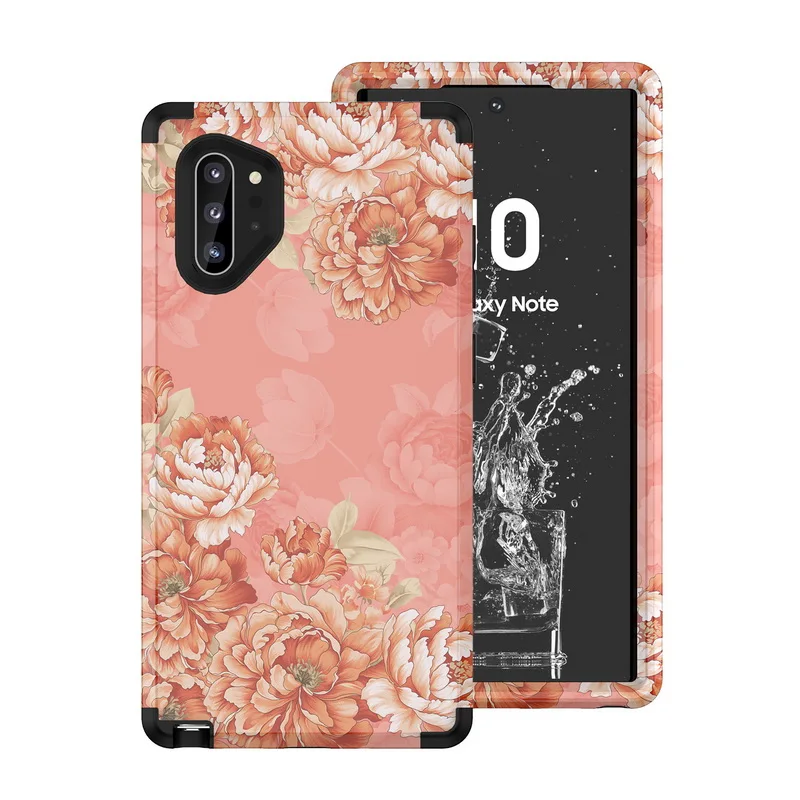Чехол для телефона с цветами пиона для samsung Galaxy Note 9 10 Plus S10 S9 Plus Armor Case роскошный гибридный противоударный жесткий чехол 3 в 1