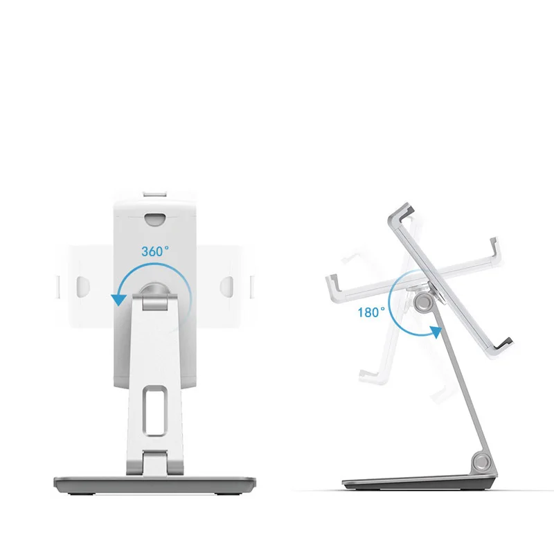 Foldable Phone Tablet Stand Holder Mount Bracket 360 Degree Adjustable Aluminum Alloy Table Holder for 7-14" Tablet Smartphone