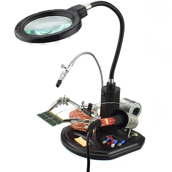 

2.5X(6D)/4X(12D) 16 Smd Leds Magnifier Soldering Helping Hand Desktop Magnifying Glass Welding Repair Auxiliary Tool