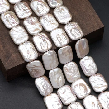 

Square Shape Genuine Freshwater Pearls, 18-19mm Long, Cultured Rectangle Pearl Beads (PL11-24)/ 15.5" Full strand