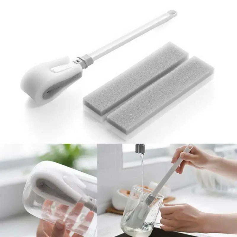 Long Handle Sponge Cleaning Brush Multi-directional Cleaning Kitchen Home XH8Z