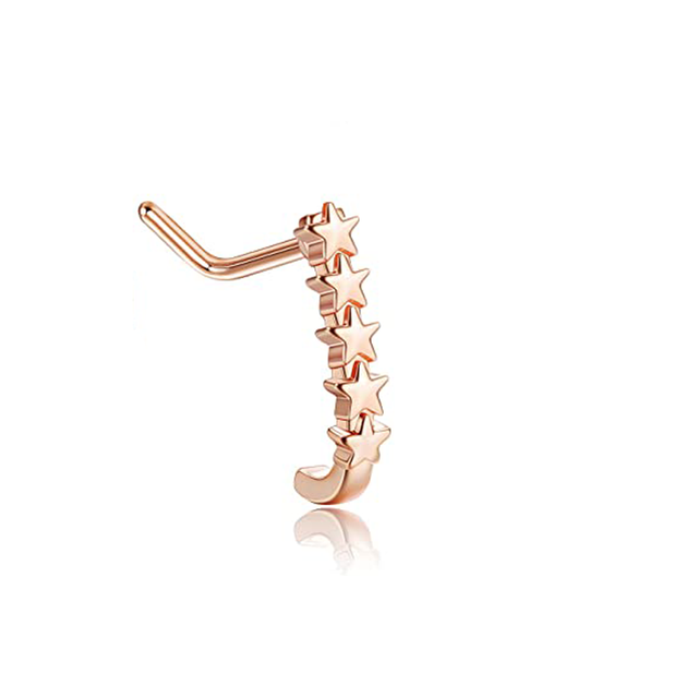 L Shape Nose Piercing Ring Heart Nose Stud Nostril Pin Septum Piercing Nez Gold Crystal Flower Nariz Pircing Nose Clip Hoop