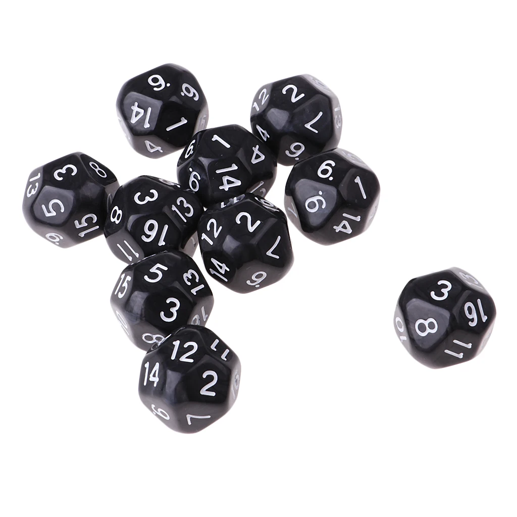 10Pcs 16-Sided D16 Acrylic Dices Table Game Accessory Toys for DND MTG TRPG Table Board Games