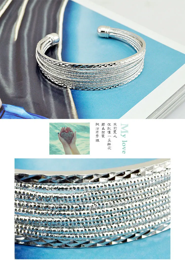 Модные женские серебряные ювелирные изделия. Твердого 925 silver многоуровневый браслет. серебряный браслет регулируемый размер