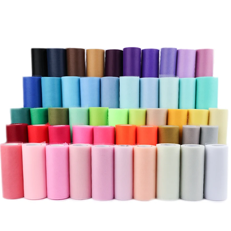 Rollo de carrete de tul blanco, 25 yardas, 15cm, rollo de Organza, falda de tutú de tela para niña, decoración de baño de bebé, suministros de fiesta de boda