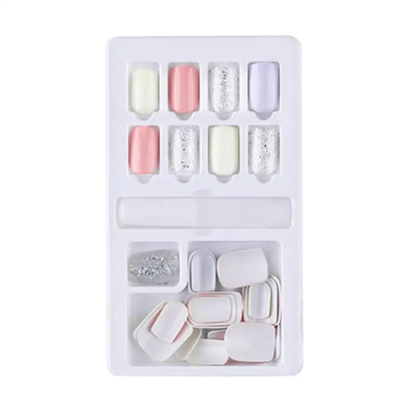 30pcs Fake Nail Full Cover Manicure Patch Fashion Back Glue Sticker Removable Reusable Makeup Tools Solid Color Nail Patch - Цвет: D