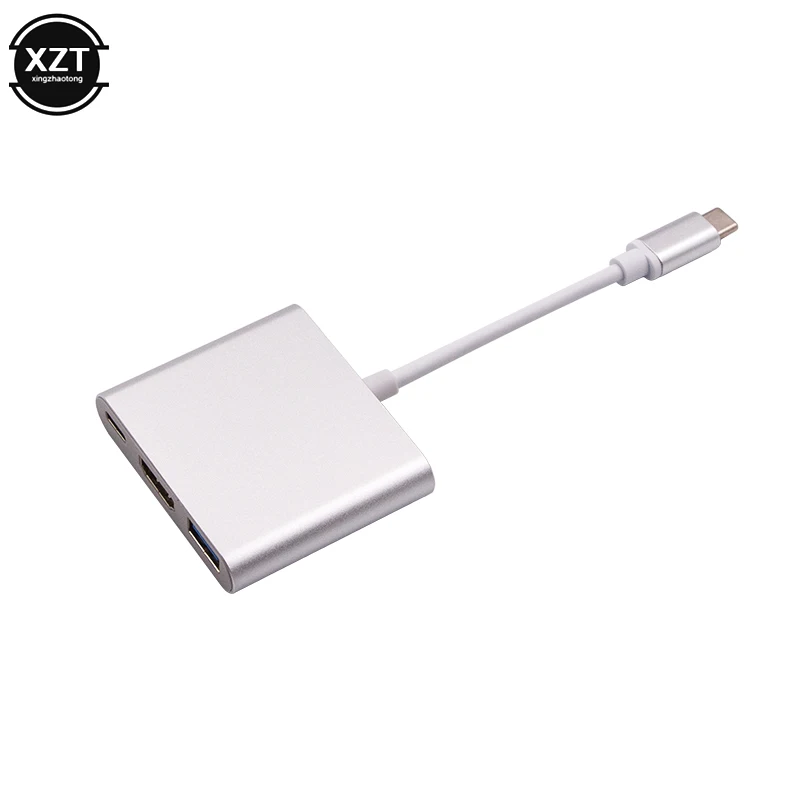 Белый USB C концентратор к HDMI адаптер для Macbook Pro/Air Thunderbolt 3 концентратор USB Type C к HDMI 4K USB 3,0 порт USB-C питания - Цвет: Белый