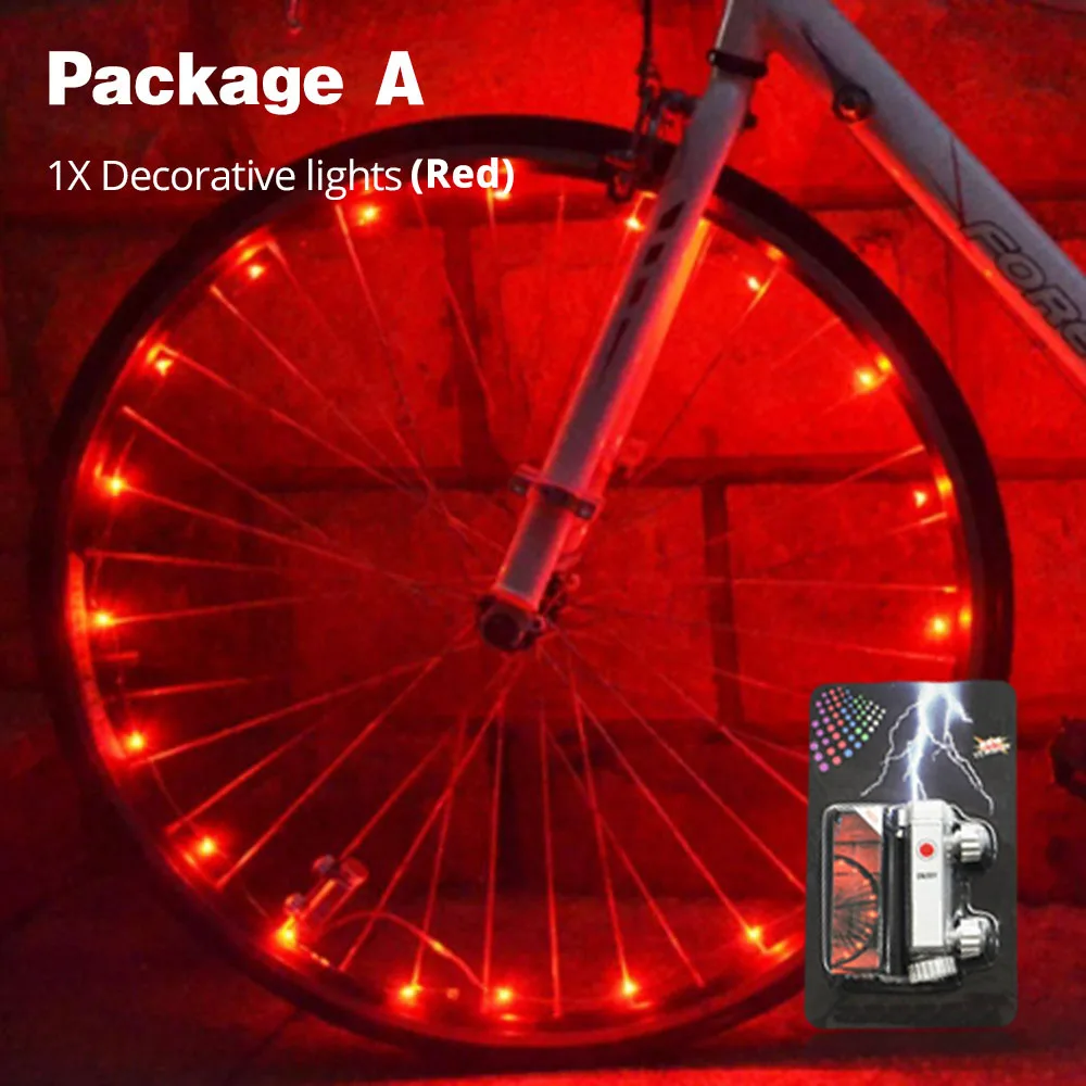 Package A Водонепроницаемый 20LED велосипедный спицевый светильник, 6 цветов, декоративный светильник для ночной езды, аварийный светильник s, аксессуары для велосипеда - Цвет: Package A