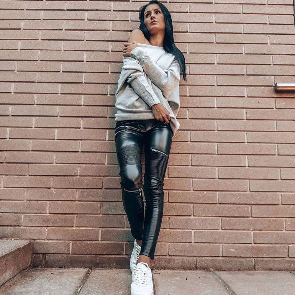 Melody Black Leather Skinny Jeans 