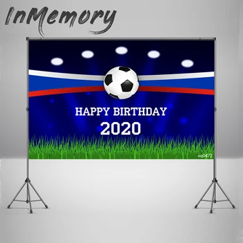 

Photography Background Football Soccer Field theme Backdrop for boy Birthday Party Banner Green Grass Lawn Photocall 2020