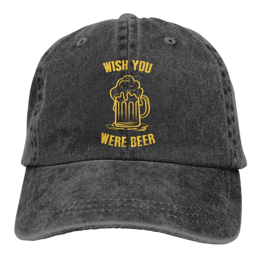 Wish You was Beer Casquette черные унисекс Мужские Женские джинсовые бейсболка с ремешком кепки Регулируемая шляпа для гольфа папа