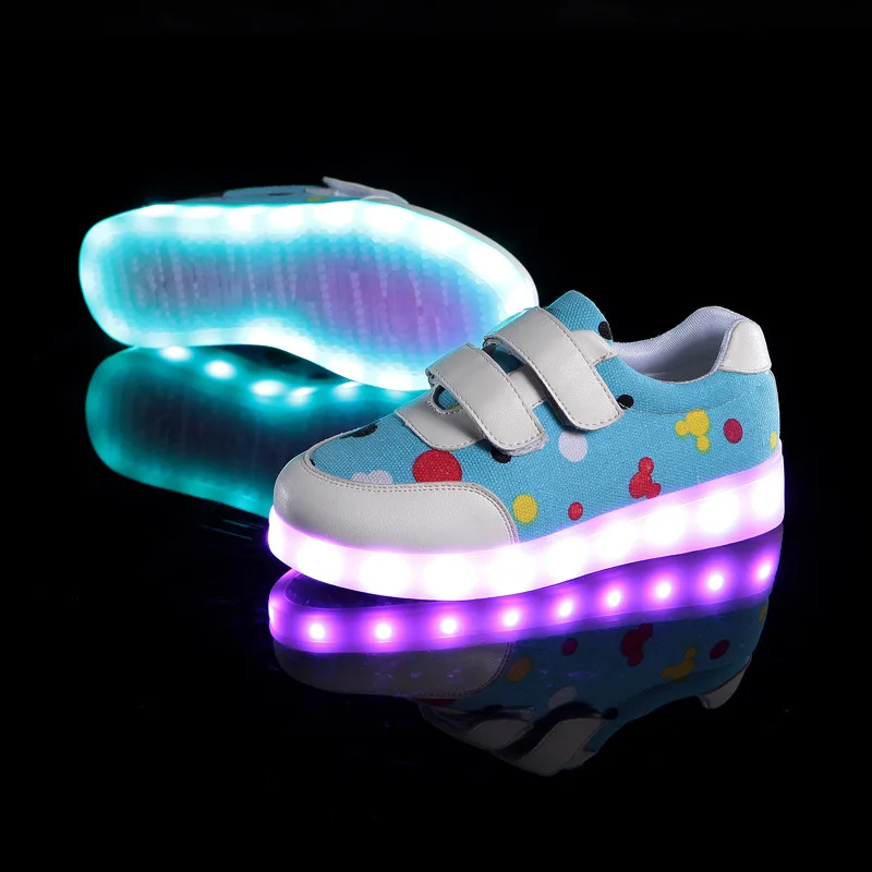 Size 25-35 LED Shoes for Kids Girls Boys USB Charge Glowing Lighted Shoes Kids Shoes with Lights Luminous Sneakers for Children