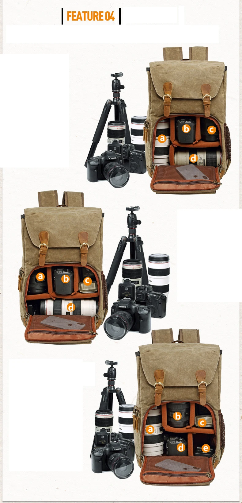 Кожаный рюкзак для камеры, холст DSLR чехол для slr-камеры, рюкзак для ноутбука, водонепроницаемый рюкзак для фотографа