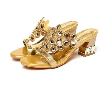 

Summer New Women Rhinestone Crystal Peep Toe Cut Out Gladiator Sandals Ladies Open Toe Thin High Heels Shoes