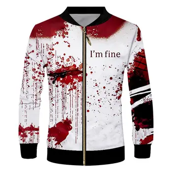 

New Man Zipper Jacket 3D print I m Fine blood weatshirt Jacket Unisex Hip Hop Sportswear Clothing Casual Cool Coat Plus Size 7XL