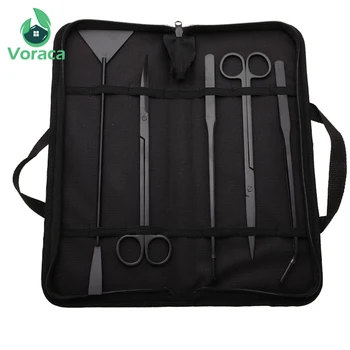 

5Pcs Aquarium Cleaning Trimming Tools Kit Black Metal Tweezers Scissors Spatula Nipper Fish Tank Set Water Plant Fish Supplies