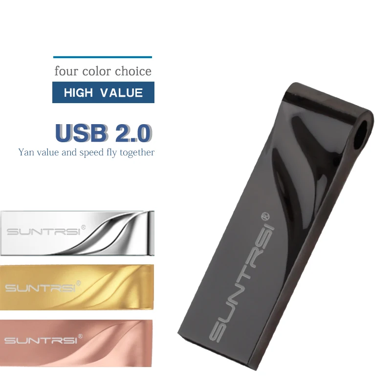 Suntrsi металлическая флеш-диск usb 2,0 высокоскоростная usb-флешка 8 ГБ 16 ГБ 32 ГБ 64 Гб Водонепроницаемая usb-флешка с логотипом под заказ