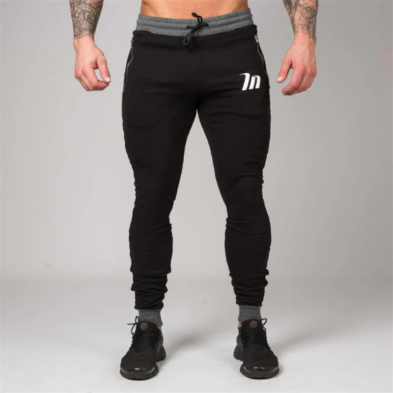Мужские колготки, мужские спортивные штаны, спортивные штаны, брендовые штаны для бега, новые осенние мужские хлопковые брюки - Цвет: black IN
