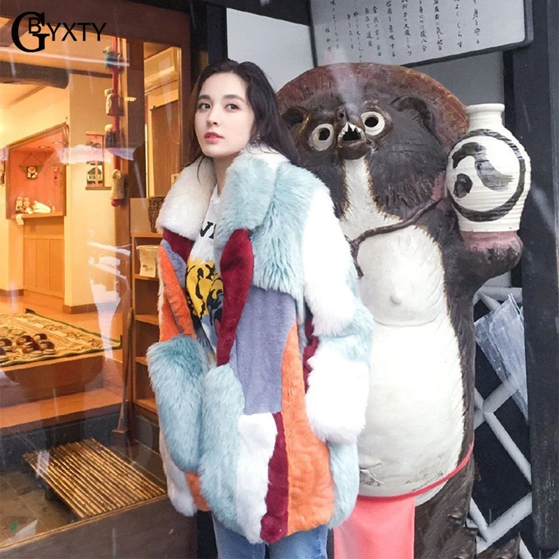 GBYXTY veste fausse fourrure зимняя женская куртка из искусственного меха Длинный рукав отложной воротник женская элегантная шуба из искусственного меха ZA1729