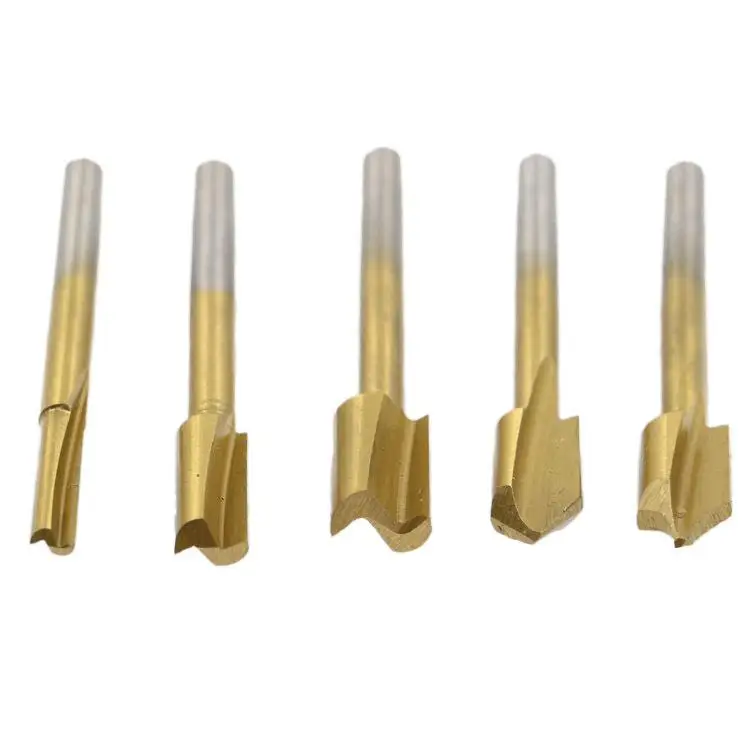 

10Pcs/Set 1/8in HSS Coated Woodworking Router Bits Wood Cutter Milling for Dremel