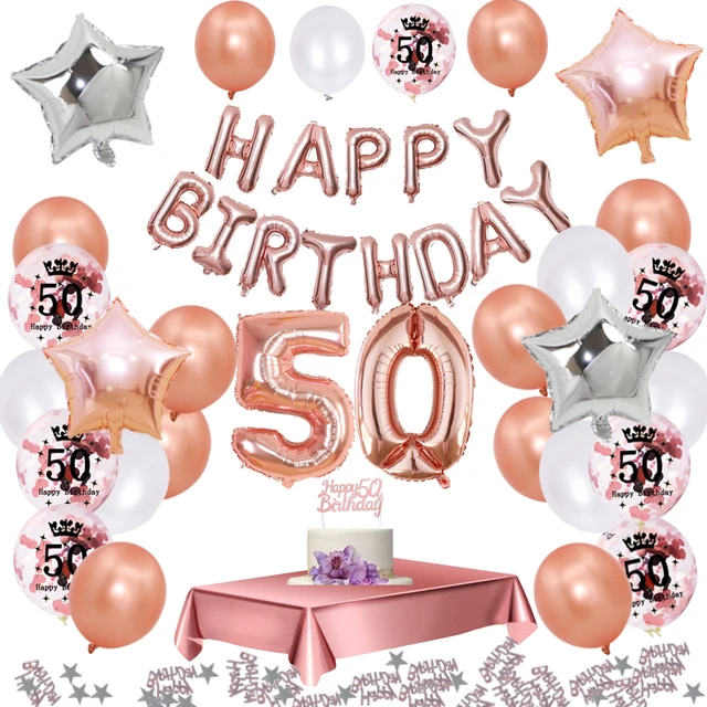 Decoration Anniversaire 50 Ans Femme, Ballons Anniversaire Femme, Or Rose  Guirlande Joyeux Anniversaire, Ballons Chiffre 50,[J1478] - Cdiscount Maison