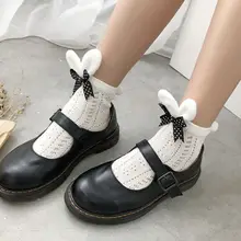 Хлопковые носки с бантиком и милыми заячьими ушками; милые носки в стиле Лолиты для девочек; Y1AC