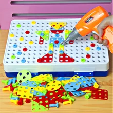 Детские игрушечные дрели, креативная развивающая игрушка, электрическая дрель, шурупы, головоломка, собранный дизайн, строительные игрушки, игрушка для мальчиков