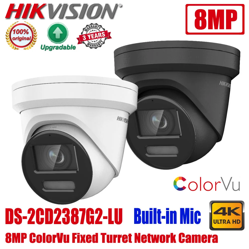 Hikvision DS-2CD2387G2-LU 8 МП 4K полноцветная POE IP67 Встроенный микрофон цветная сетевая