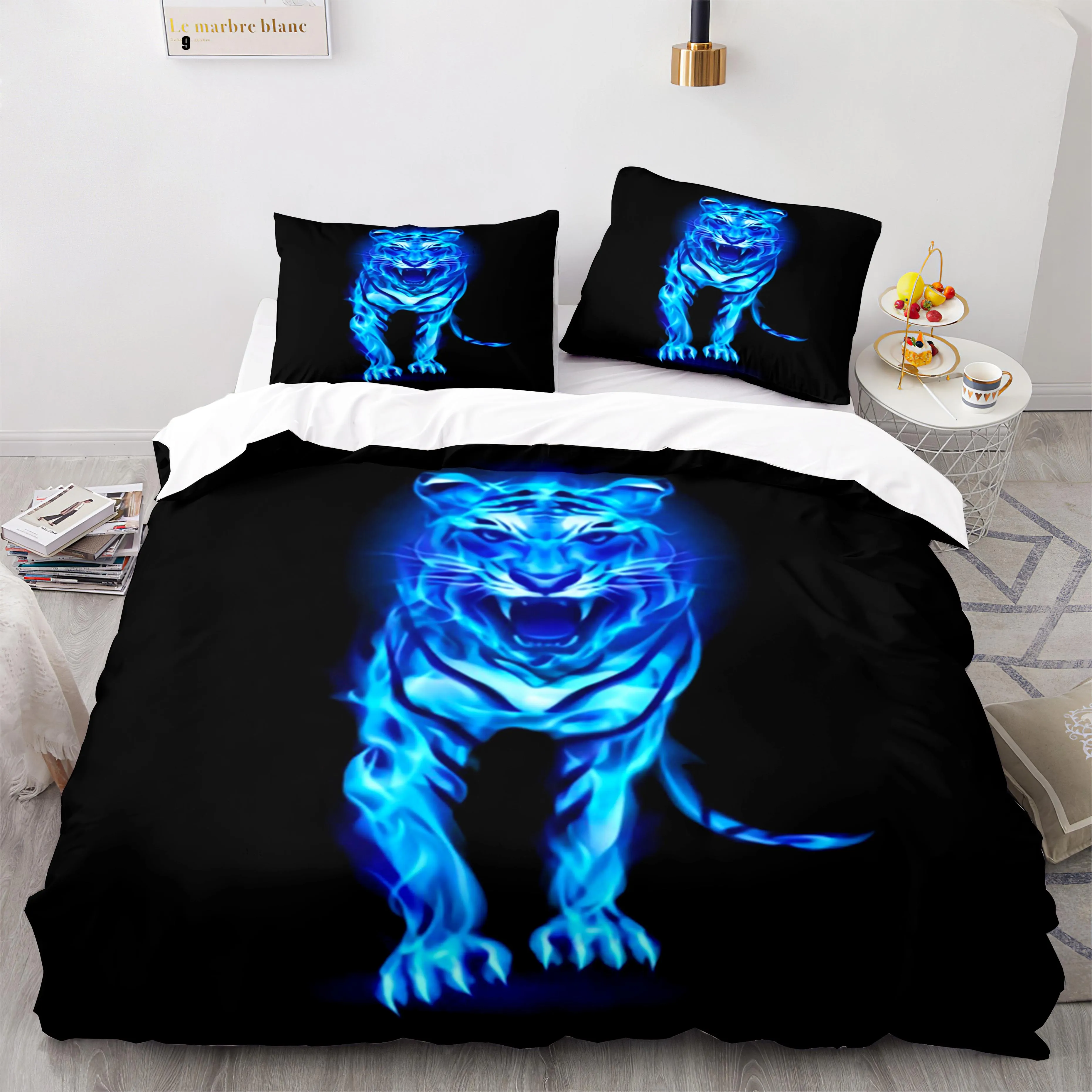 Set Di Biancheria Da Letto Con Etichetta Fiamma Blu Singolo Twin Full Queen King Size Tag Ghiaccio E Fuoco Blaze Set Letto Kid Kid Camera Da Letto Duv