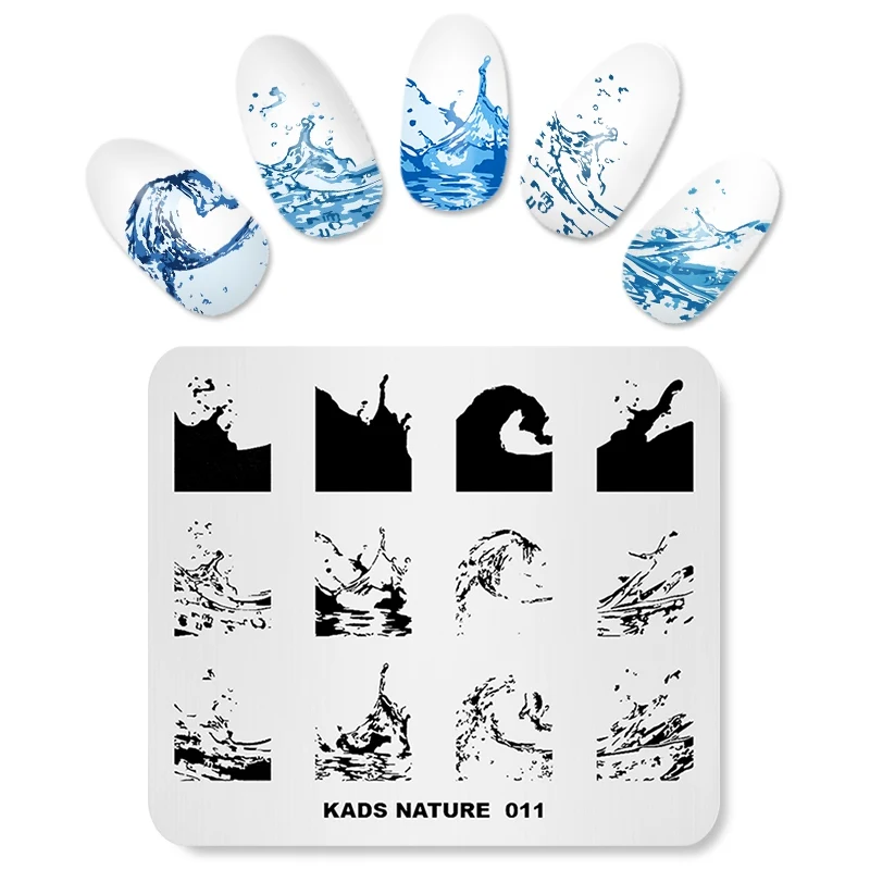 KADS Nature 011 Overprint Nail Stamping Plate Water Waves Sea Designs Stamp Template Nail Art Manicure Plate Nail Tools 2
