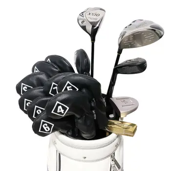 

10pcs Sports Golf Club Headcover Head Shaft Protective Case Black Universal Set