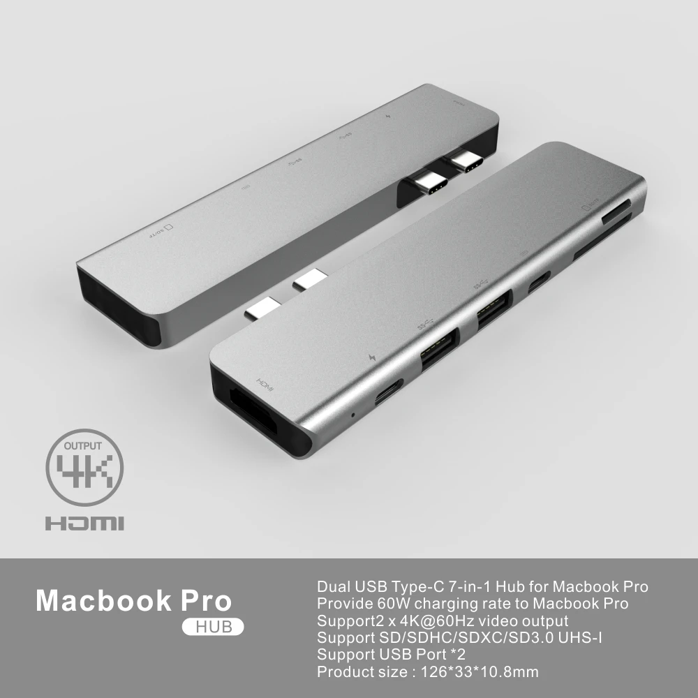 Высокоскоростной USB3.0 USB C type-c концентратор SD/TF кард-ридер концентратор MacBook Pro/Air/Turn HDMI/TF/SD док-станция концентратор