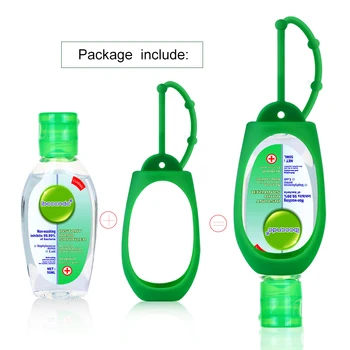 

50ml Travel Portable Hand Sanitizer Gel Moisturizing Liquid Disposable No Clean Antibacterial Hand Sanitizer Silicone Holder
