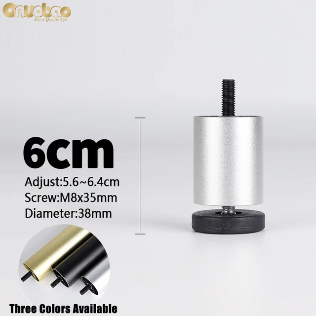 Onuobao 4PCS Furniture Leg M8 Screw Adjustable Aluminum Alloy Sofa Leg for Table Legs Raised Feet Refrigerator Washing Machine Silver-6cm